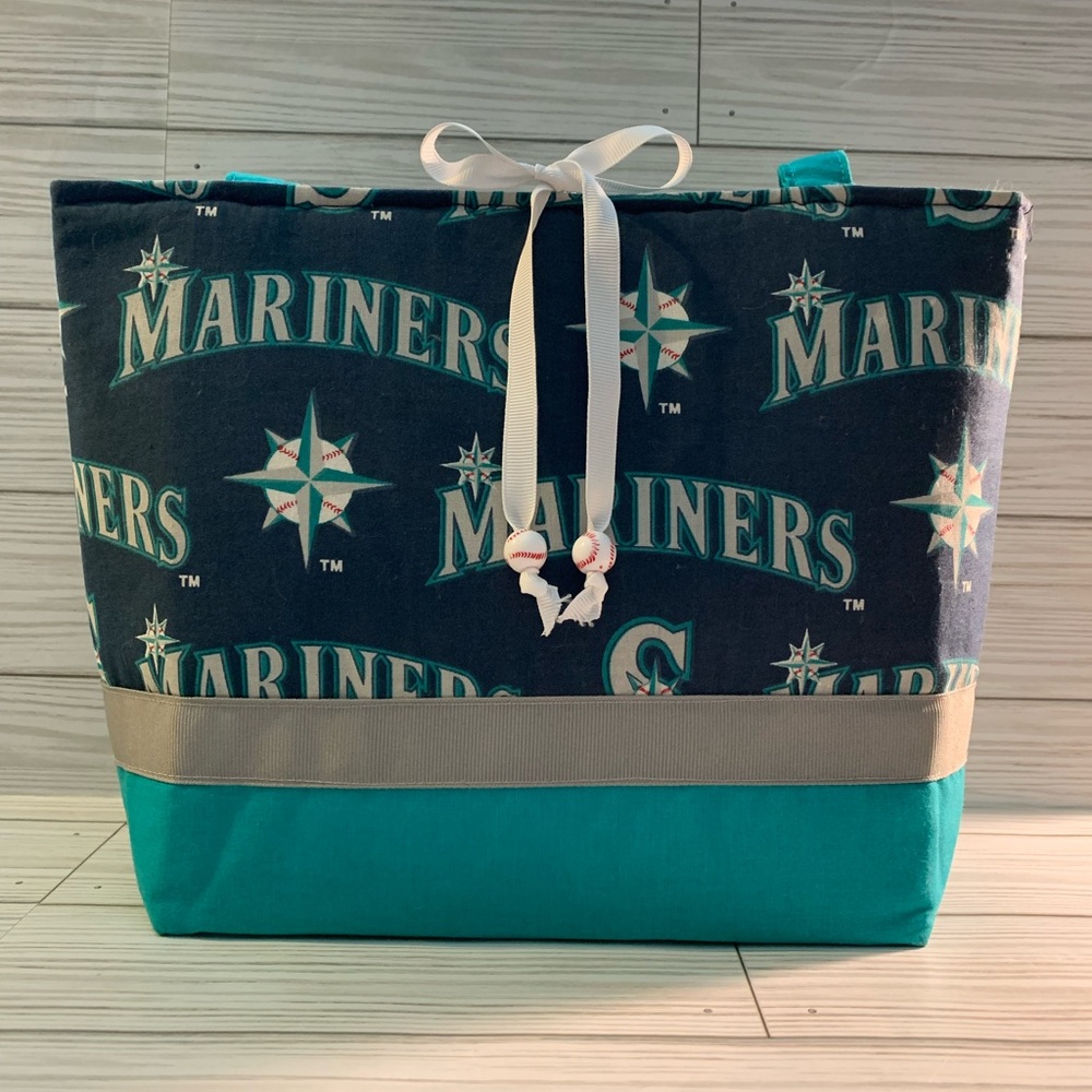 Handcrafted Seattle Mariners Tote Bag - Teal and Gray